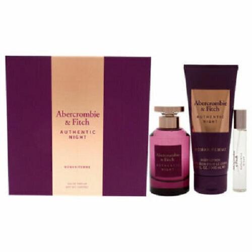 Gift Set Authentic Night 3pc 3.4 oz. By Abercombrie and Fitch