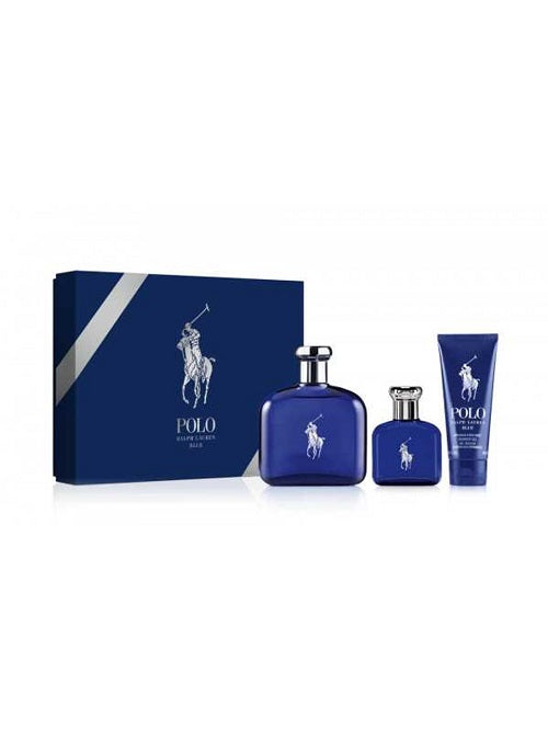 Gift Set Polo Blue By Ralph Lauren 3pc 4.2 oz. + Shower Gel + Mini Men