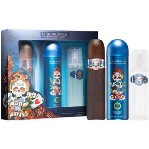 Gift Set Cuba Wild Heart 3pc 3.4 oz. Men