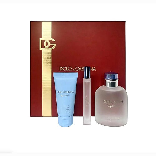 Gift Set Light Blue 3pc 4.2 oz. EDT By Dolce & Gabanna Men