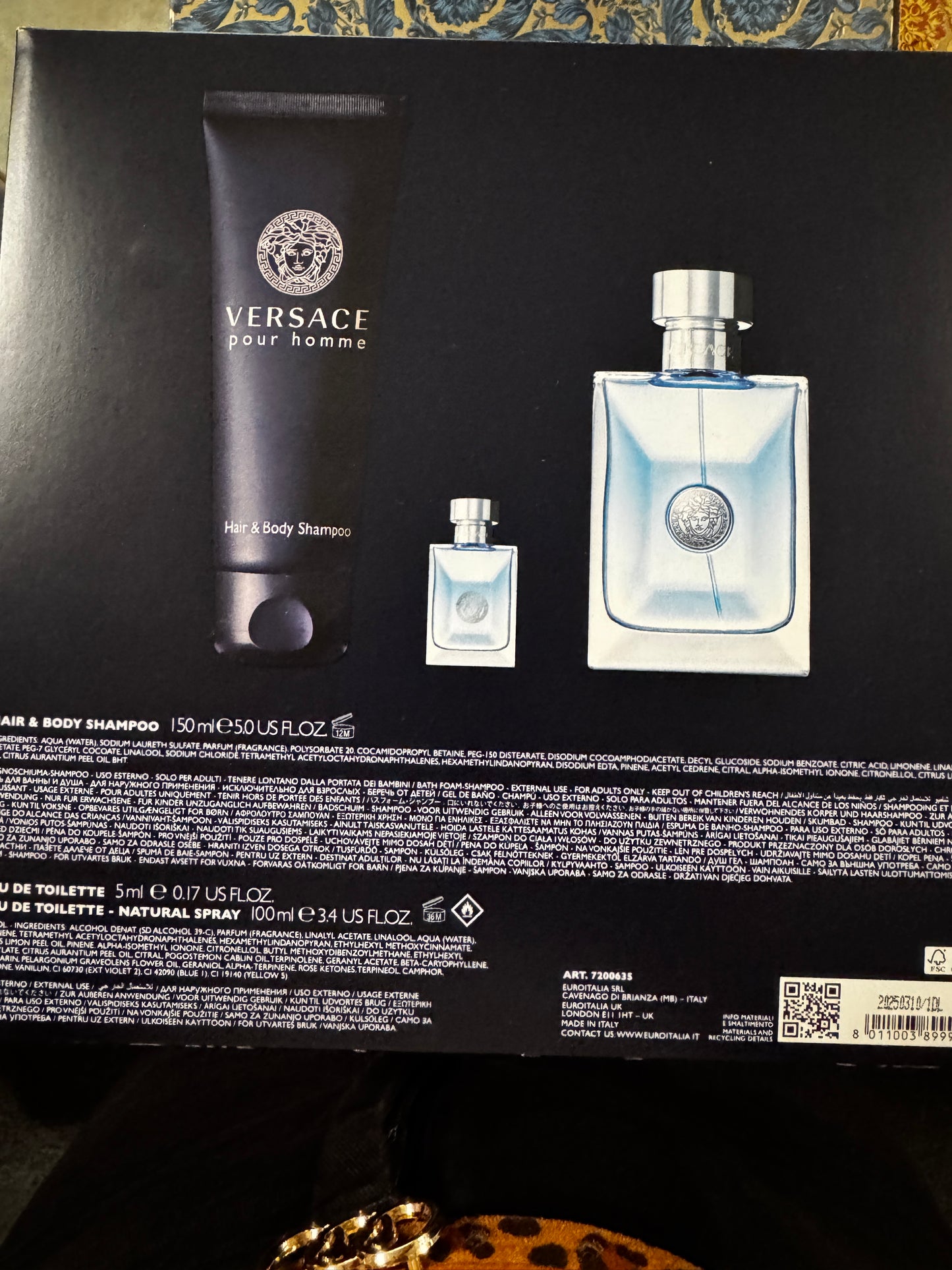 Gift Set Versace Homme 3pc 3.4 oz. + 10ml + S/G  Men