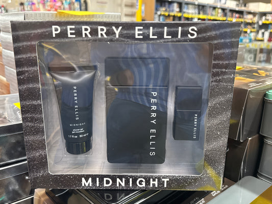 Gift Set Perry Ellis Midnight 3pc 3.4 oz. + 1.7 oz. S/G + Mini