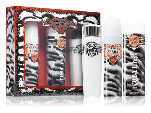 Gift Set Cuba Zebra 3pc 3.4 oz. EDT + Women