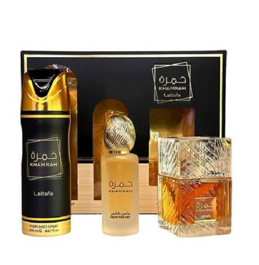 Gift Set Khamrah By Lataffa 3pc 3.4 oz. EDP + Deo + 1.7 oz. Hair Spray