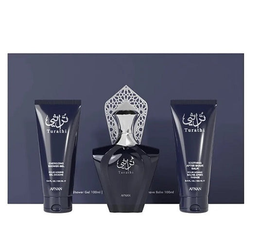 Gift Set Turathi Blue 3pc 3.0oz. + S/G + A/S Men By Afnan