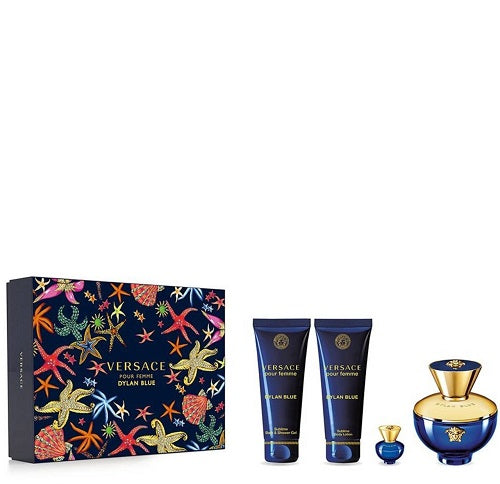 Gift Set Versace Dylan Blue 4pc 3.4oz. + Mini + S/G +B/L Women