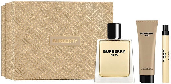 Gift Set Burberry Hero 3pc 3.3 oz. EDT + Mini + 2.5 oz. Lotion