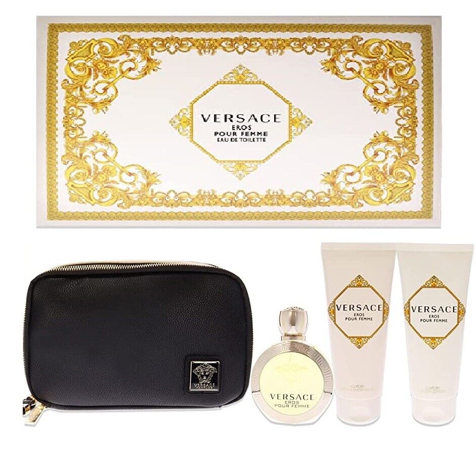 Gift Set Versace Eros 4pc + Bag 3.4oz. Eau de Toilette Women