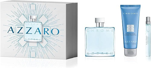 Gift Set Chrome By Azzaro 3pc 3.4 oz. EDT Men