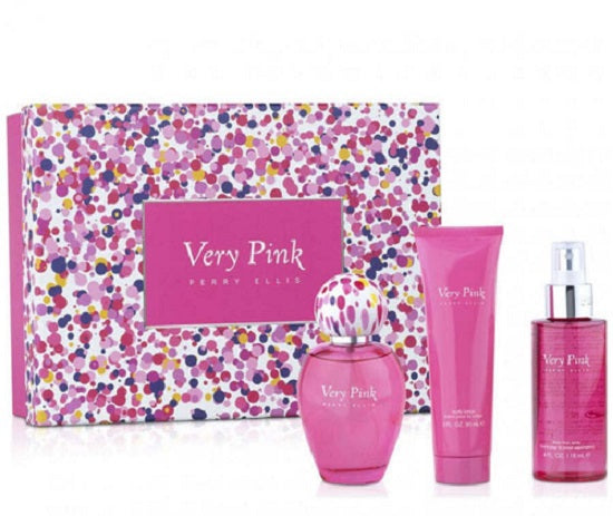 Gift Set Very Pink By Perry Ellis 3pc 3.4 oz. + 4.0 oz. B/S +3.0 oz. B/L Women
